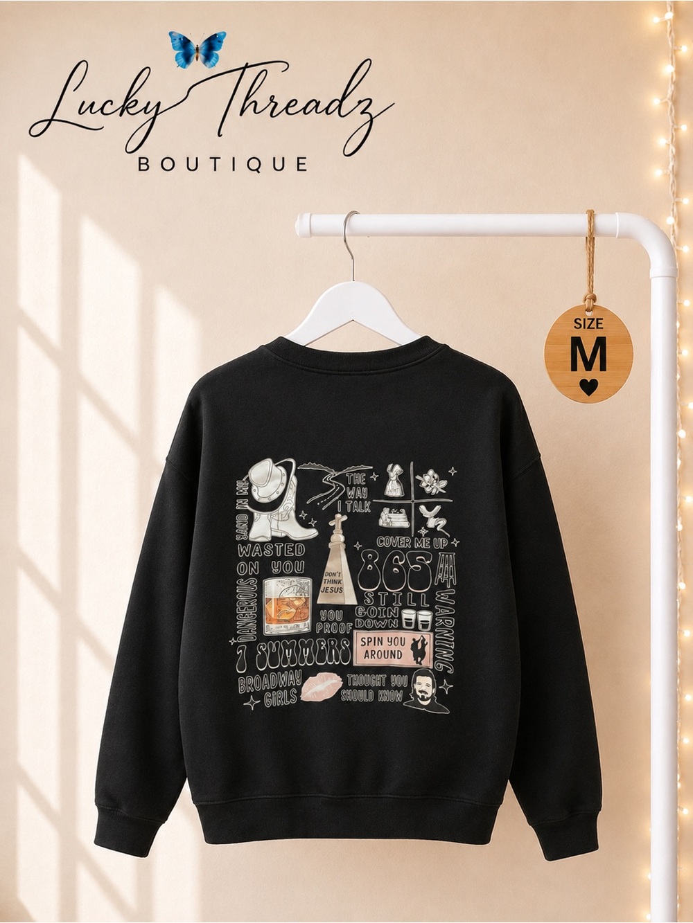 Morgan Wallen Black Double Sided Graphic Sweatshirt M